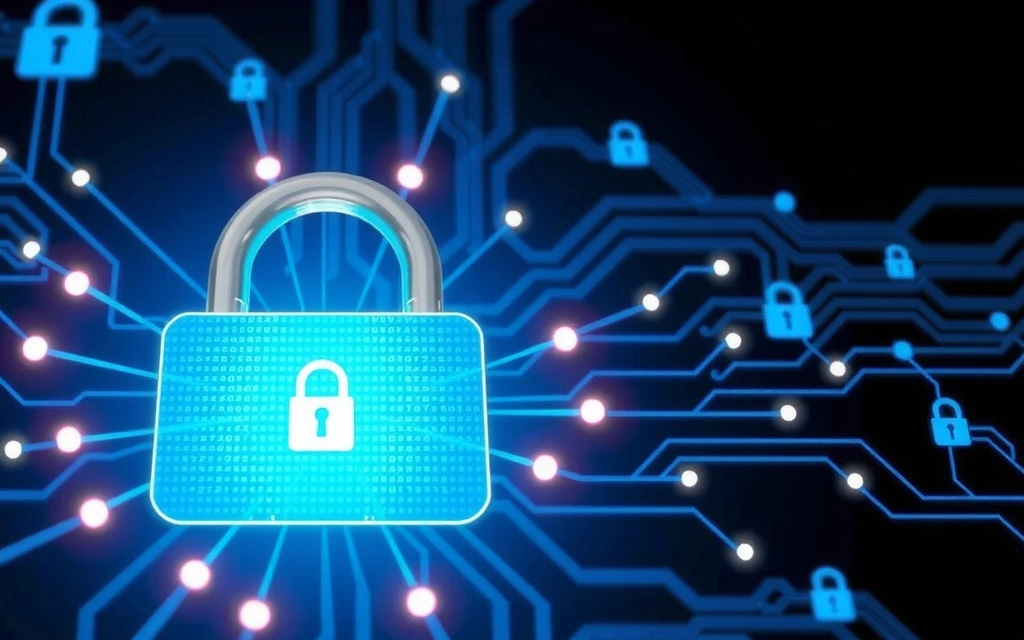 Ilustrație cu un lacăt digital, simbolizând securitatea datelor
