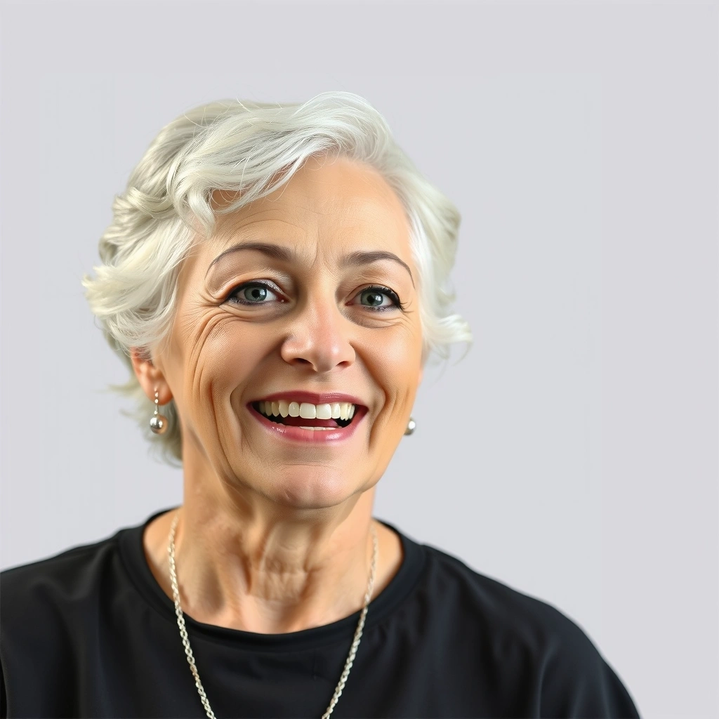 Portrait of a happy senior woman, testimonial from Elena D.